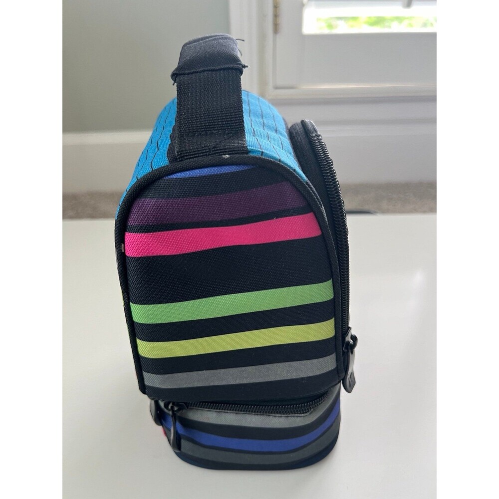 Kids Hurley Skate Black Striped 2 Pouch Insulated School Work Lunch Bag Tote - Picture 4 of 8